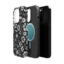 DistinctInk Tough Case for Apple iPhone, Compatible with MagSafe Charging - Whimsical Garden: Hand-drawn Cartoon Flowers