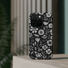 DistinctInk Tough Case for Apple iPhone, Compatible with MagSafe Charging - Whimsical Garden: Hand-drawn Cartoon Flowers