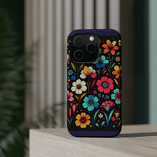 DistinctInk Tough Case for Apple iPhone, Compatible with MagSafe Charging - "Bright and Delicate Cartoon Flower Pattern"