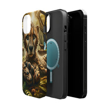 DistinctInk Tough Case for Apple iPhone, Compatible with MagSafe Charging - "Whimsical Cheetah: An Enchanting Encounter in the Forest"