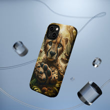 DistinctInk Tough Case for Apple iPhone, Compatible with MagSafe Charging - "Whimsical Cheetah: An Enchanting Encounter in the Forest"