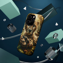 DistinctInk Tough Case for Apple iPhone, Compatible with MagSafe Charging - "Whimsical Cheetah: An Enchanting Encounter in the Forest"
