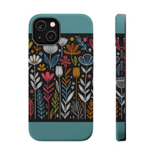 DistinctInk Tough Case for Apple iPhone, Compatible with MagSafe Charging - "Bursting Blooms: Minimalistic Cartoon-like Spring Flowers"