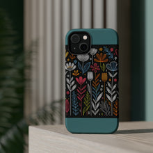 DistinctInk Tough Case for Apple iPhone, Compatible with MagSafe Charging - "Bursting Blooms: Minimalistic Cartoon-like Spring Flowers"