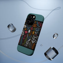 DistinctInk Tough Case for Apple iPhone, Compatible with MagSafe Charging - "Bursting Blooms: Minimalistic Cartoon-like Spring Flowers"