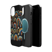 DistinctInk Tough Case for Apple iPhone, Compatible with MagSafe Charging - "Vibrant Rainbows Illuminate the Dark Canvas"
