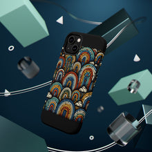 DistinctInk Tough Case for Apple iPhone, Compatible with MagSafe Charging - "Vibrant Rainbows Illuminate the Dark Canvas"