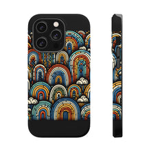 DistinctInk Tough Case for Apple iPhone, Compatible with MagSafe Charging - "Vibrant Rainbows Illuminate the Dark Canvas"