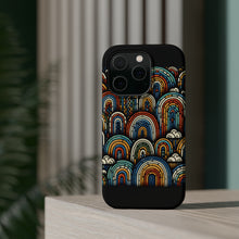 DistinctInk Tough Case for Apple iPhone, Compatible with MagSafe Charging - "Vibrant Rainbows Illuminate the Dark Canvas"
