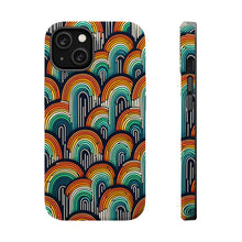 DistinctInk Tough Case for Apple iPhone, Compatible with MagSafe Charging - "Vibrant Rainbow Patterns: Minimalistic Contrast Delight"