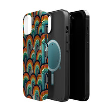 DistinctInk Tough Case for Apple iPhone, Compatible with MagSafe Charging - "Vibrant Rainbow Patterns: Minimalistic Contrast Delight"