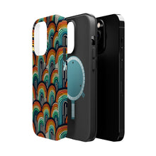 DistinctInk Tough Case for Apple iPhone, Compatible with MagSafe Charging - "Vibrant Rainbow Patterns: Minimalistic Contrast Delight"