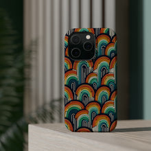 DistinctInk Tough Case for Apple iPhone, Compatible with MagSafe Charging - "Vibrant Rainbow Patterns: Minimalistic Contrast Delight"