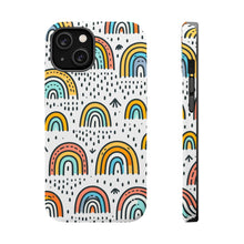 DistinctInk Tough Case for Apple iPhone, Compatible with MagSafe Charging - "Whimsical Harmony: Vibrant, Hand-Drawn Rainbow Patterns"