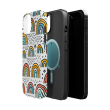 DistinctInk Tough Case for Apple iPhone, Compatible with MagSafe Charging - "Whimsical Harmony: Vibrant, Hand-Drawn Rainbow Patterns"