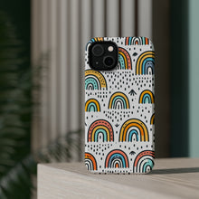 DistinctInk Tough Case for Apple iPhone, Compatible with MagSafe Charging - "Whimsical Harmony: Vibrant, Hand-Drawn Rainbow Patterns"