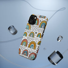 DistinctInk Tough Case for Apple iPhone, Compatible with MagSafe Charging - "Whimsical Harmony: Vibrant, Hand-Drawn Rainbow Patterns"