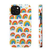 DistinctInk Tough Case for Apple iPhone, Compatible with MagSafe Charging - "Vivid and Playful Minimalistic Rainbow Pattern"