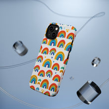 DistinctInk Tough Case for Apple iPhone, Compatible with MagSafe Charging - "Vivid and Playful Minimalistic Rainbow Pattern"