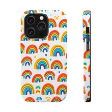DistinctInk Tough Case for Apple iPhone, Compatible with MagSafe Charging - "Vivid and Playful Minimalistic Rainbow Pattern"