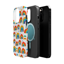 DistinctInk Tough Case for Apple iPhone, Compatible with MagSafe Charging - "Vivid and Playful Minimalistic Rainbow Pattern"