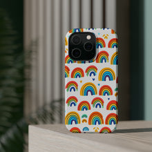 DistinctInk Tough Case for Apple iPhone, Compatible with MagSafe Charging - "Vivid and Playful Minimalistic Rainbow Pattern"