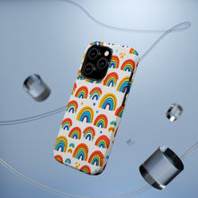 DistinctInk Tough Case for Apple iPhone, Compatible with MagSafe Charging - "Vivid and Playful Minimalistic Rainbow Pattern"