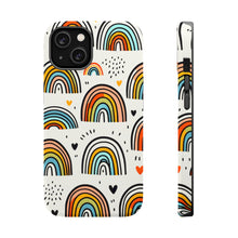DistinctInk Tough Case for Apple iPhone, Compatible with MagSafe Charging - Title: "Playful and Vibrant Hand-Drawn Rainbow Pattern"