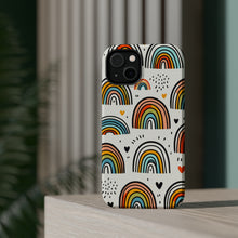 DistinctInk Tough Case for Apple iPhone, Compatible with MagSafe Charging - Title: "Playful and Vibrant Hand-Drawn Rainbow Pattern"