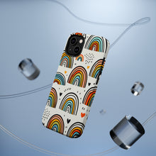 DistinctInk Tough Case for Apple iPhone, Compatible with MagSafe Charging - Title: "Playful and Vibrant Hand-Drawn Rainbow Pattern"