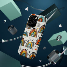 DistinctInk Tough Case for Apple iPhone, Compatible with MagSafe Charging - Title: "Playful and Vibrant Hand-Drawn Rainbow Pattern"