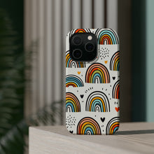 DistinctInk Tough Case for Apple iPhone, Compatible with MagSafe Charging - Title: "Playful and Vibrant Hand-Drawn Rainbow Pattern"