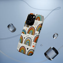 DistinctInk Tough Case for Apple iPhone, Compatible with MagSafe Charging - Title: "Playful and Vibrant Hand-Drawn Rainbow Pattern"