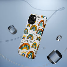 DistinctInk Tough Case for Apple iPhone, Compatible with MagSafe Charging - Vibrant Hand-drawn Cartoon Rainbows on White