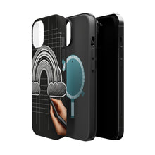 DistinctInk Tough Case for Apple iPhone, Compatible with MagSafe Charging - Title: "Vivid Spectrum Against the Dark"