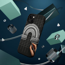 DistinctInk Tough Case for Apple iPhone, Compatible with MagSafe Charging - Title: "Vivid Spectrum Against the Dark"