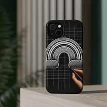 DistinctInk Tough Case for Apple iPhone, Compatible with MagSafe Charging - Title: "Vivid Spectrum Against the Dark"