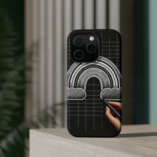 DistinctInk Tough Case for Apple iPhone, Compatible with MagSafe Charging - Title: "Vivid Spectrum Against the Dark"