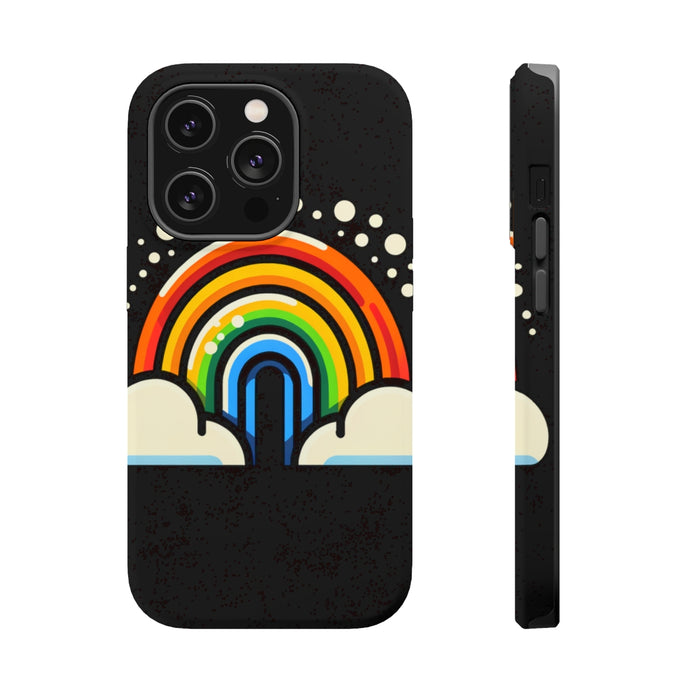 DistinctInk Tough Case for Apple iPhone, Compatible with MagSafe Charging - Vibrant Rainbow: A Playful Cartoon Illustration