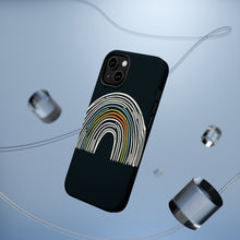 DistinctInk Tough Case for Apple iPhone, Compatible with MagSafe Charging - "Brightly Colored Hand-Drawn Rainbow on Black"