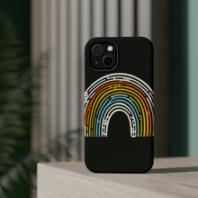DistinctInk Tough Case for Apple iPhone, Compatible with MagSafe Charging - "Vibrant Contrast: Hand-Drawn Minimal Rainbow"