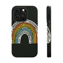 DistinctInk Tough Case for Apple iPhone, Compatible with MagSafe Charging - "Vibrant Contrast: Hand-Drawn Minimal Rainbow"