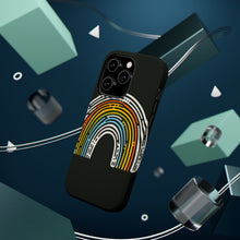 DistinctInk Tough Case for Apple iPhone, Compatible with MagSafe Charging - "Vibrant Contrast: Hand-Drawn Minimal Rainbow"