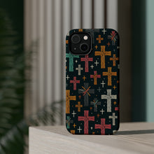 DistinctInk Tough Case for Apple iPhone, Compatible with MagSafe Charging - "Organic Art: Vibrant Minimal Christian Crosses"