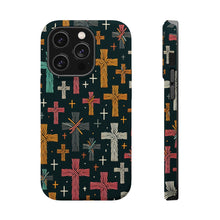 DistinctInk Tough Case for Apple iPhone, Compatible with MagSafe Charging - "Organic Art: Vibrant Minimal Christian Crosses"
