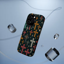 DistinctInk Tough Case for Apple iPhone, Compatible with MagSafe Charging - "Organic Art: Vibrant Minimal Christian Crosses"