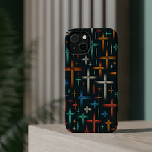 DistinctInk Tough Case for Apple iPhone, Compatible with MagSafe Charging - "Radiant Crosses: A Serene Minimalist Pattern"