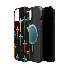 DistinctInk Tough Case for Apple iPhone, Compatible with MagSafe Charging - Title: "Vibrant Reverence: A Bold Cross Pattern"