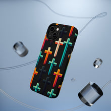 DistinctInk Tough Case for Apple iPhone, Compatible with MagSafe Charging - Title: "Vibrant Reverence: A Bold Cross Pattern"