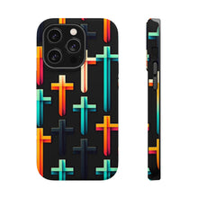 DistinctInk Tough Case for Apple iPhone, Compatible with MagSafe Charging - Title: "Vibrant Reverence: A Bold Cross Pattern"